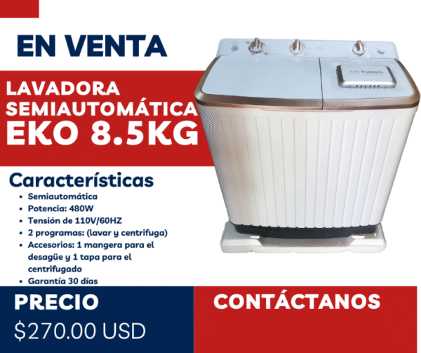 Lavadora semiautomática 8.5kg