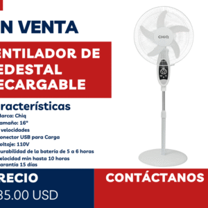 Ventilar Recargable de Pedestal 16"