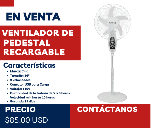 Ventilar Recargable de Pedestal 16"